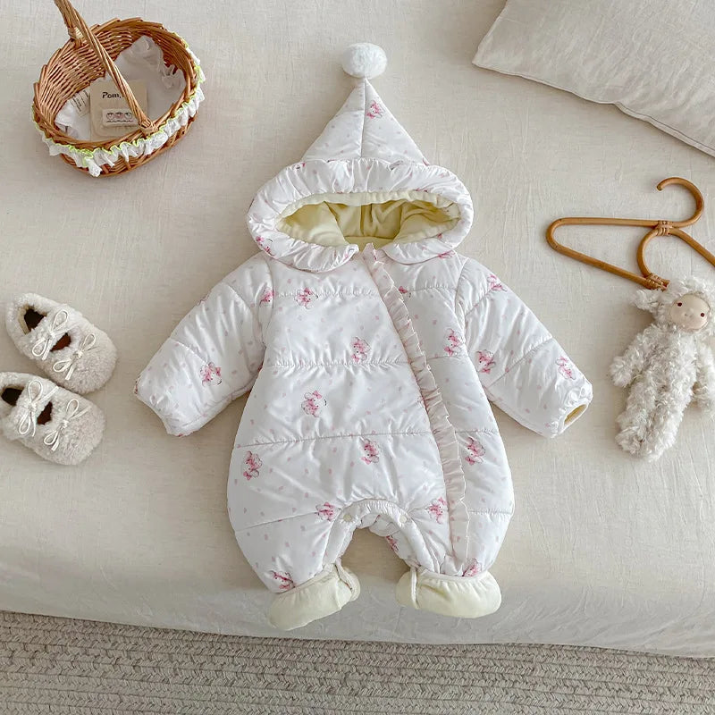 Combinaison bébé ours en peluche 2025, nouvelle combinaison d'hiver pour bébé, super mignonne, à capuche, pour nouveau-né, veste en coton à motif dessin animé