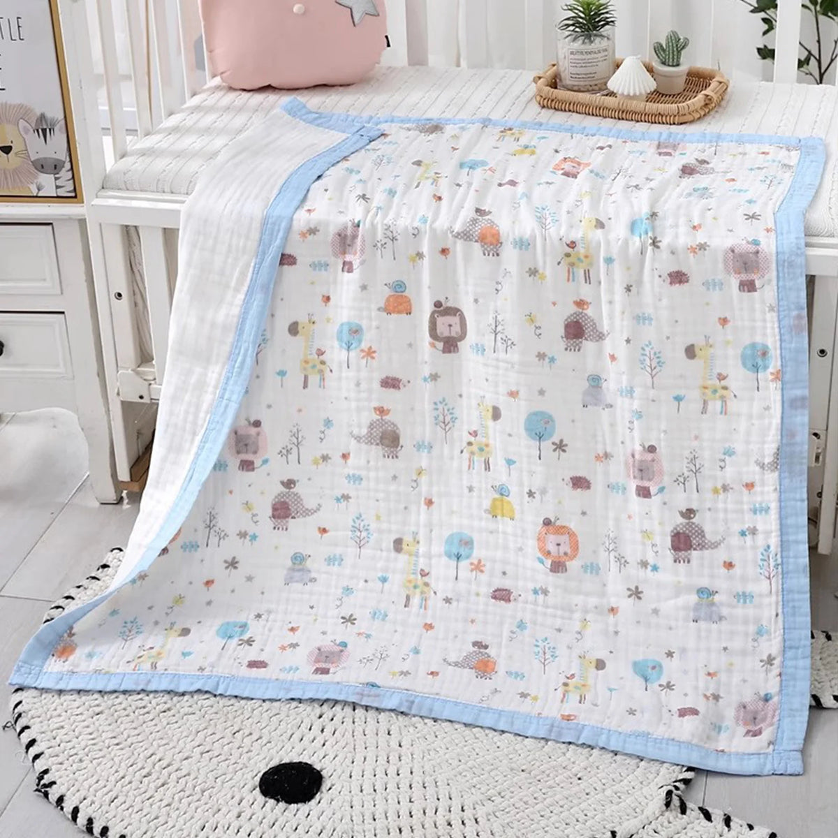 Serviette bébé en gaze 6 épaisseurs – Coton ultra doux, 110×110 cm