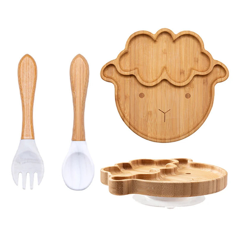 Baby Dinnerware – 3PCS Bamboo Plate & Suction Tableware