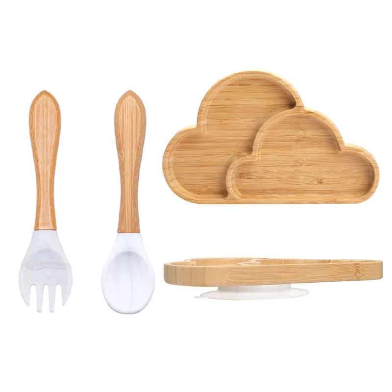 Baby Dinnerware – 3PCS Bamboo Plate & Suction Tableware