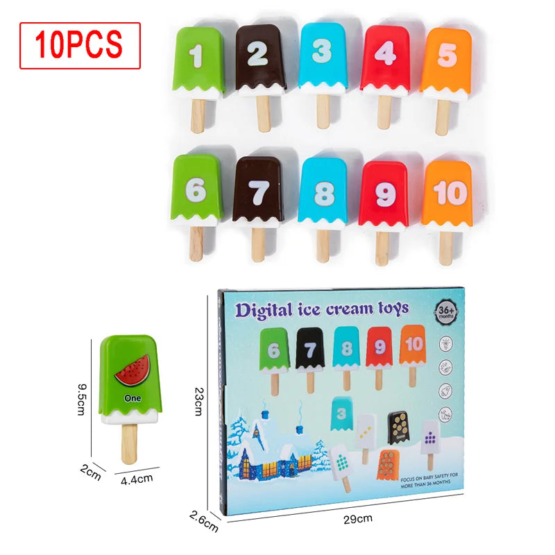 Jeu Montessori d'association de chiffres et de glaces – Apprentissage des couleurs et des chiffres