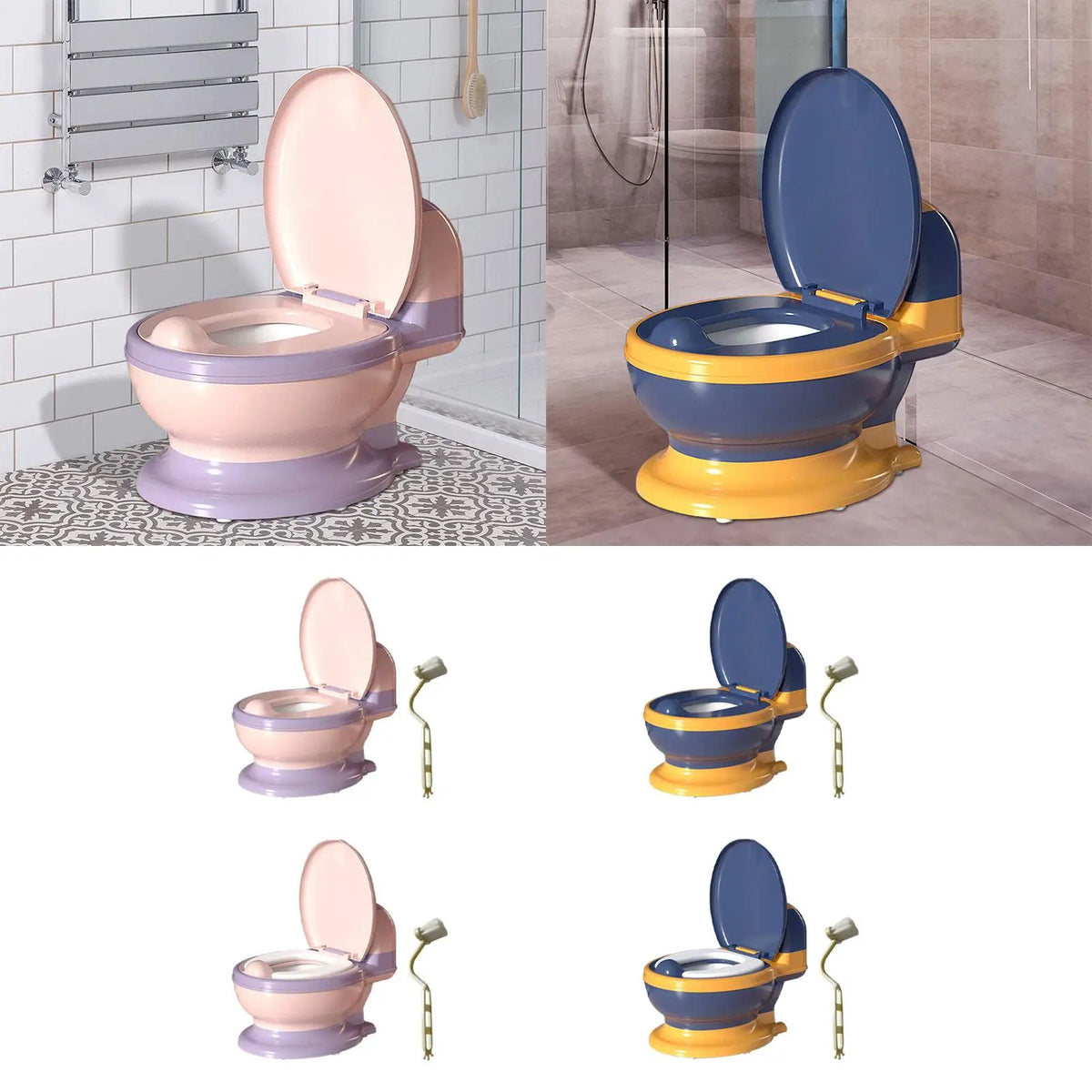 Pot d'apprentissage de la propreté – Compact avec brosse et lingettes