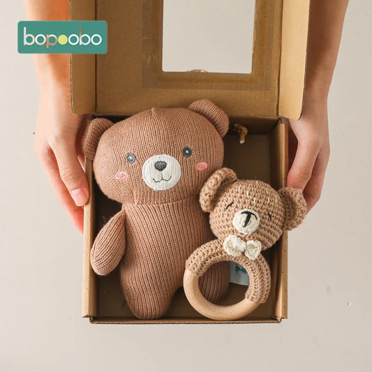 Ensemble ours et hochets au crochet fait main