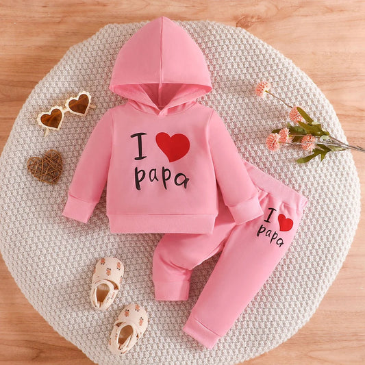 Baby Clothes Set 3–24M – "I LOVE PAPA" Hoodie & Pants for Boys & Girls