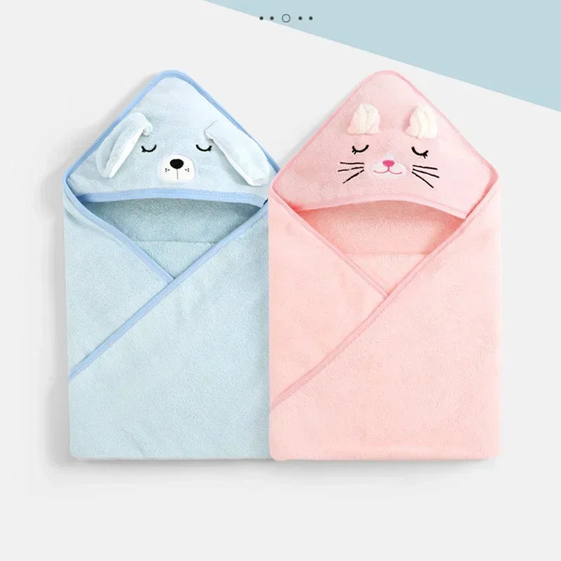 Cartoon Animal Baby Hooded Towel – Soft Bathrobe & Swaddle Wrap