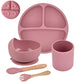 Baby Suction Plate Set – 5P Silicone Bowl, Cup & Utensil