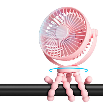 Mini Portable 3-Speed Stroller Fan – 360° Rotatable & Rechargeable 5000mAh