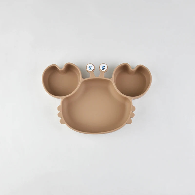 Toddler Suction Plate – BPA-Free Cartoon Crab Feeding Tray