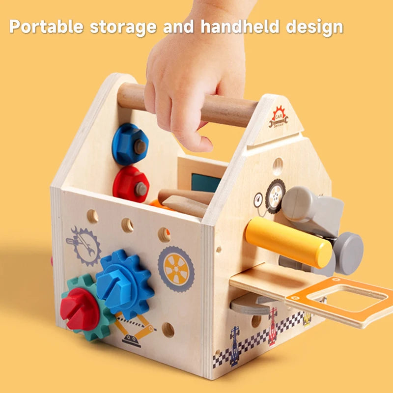 Maison d'activités en bois Montessori – Jouet de motricité fine et d'outils pour enfants