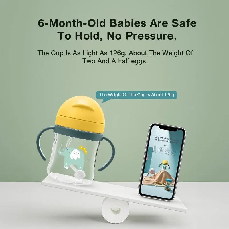 Gobelet pour bébé de 250 ml – Double poignée, couvercle à clapet, conception anti-fuite