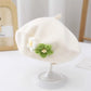 Cute Baby Girl Knitted Beret Hat with Small Flower