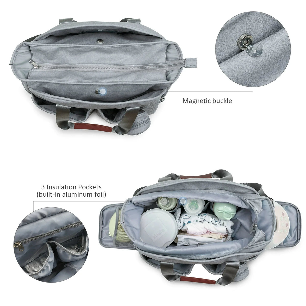 Large Capacity Breast Pump & Diaper Tote – With Pacifier Case