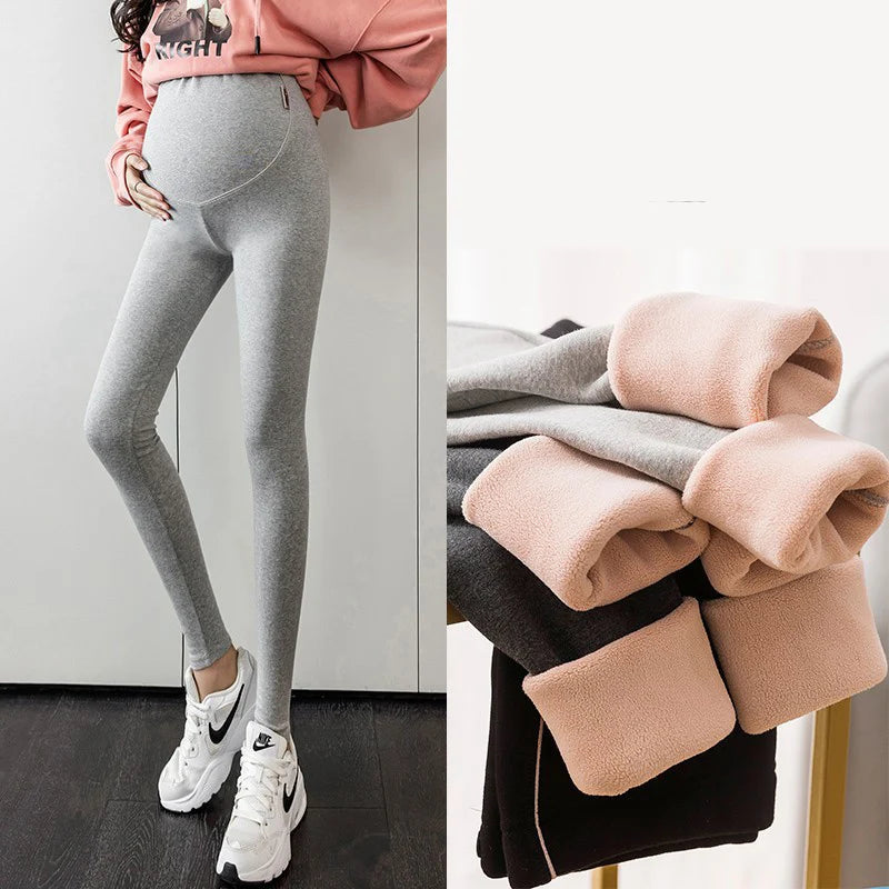 « Leggings de maternité épais quatre saisons – Pantalon de grossesse chaud en polaire »