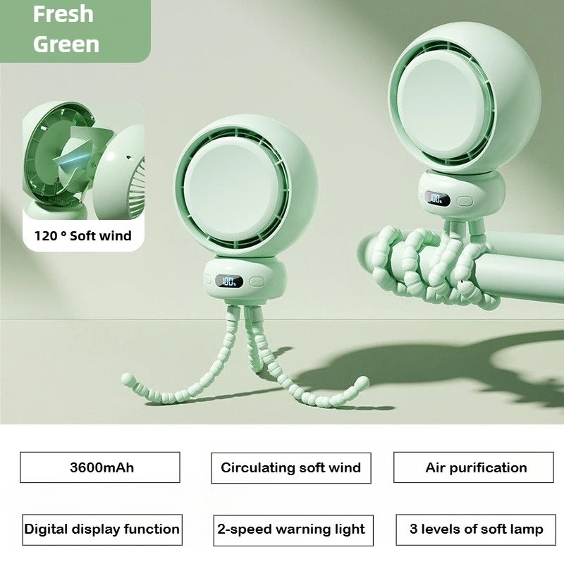 Ventilateur pour poussette sans pales avec LED – Silencieux et rechargeable (3600 mAh)