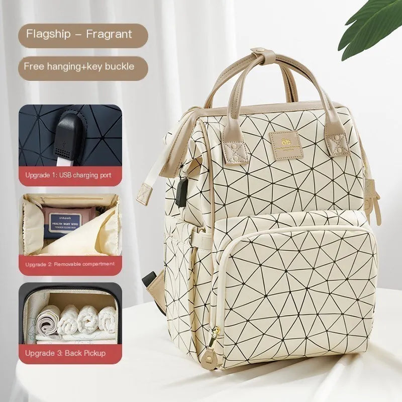 Sac à dos à langer – Grand sac imperméable pour maman avec port USB
