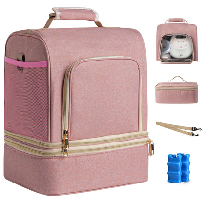 Sac pour tire-lait NCVI rose, sac à lait maternel double couche séparable