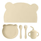 5PCS Baby Silicone Feeding Set – Plate, Spoon, Fork & Cup