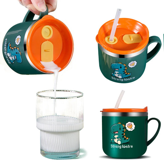 250ML Baby Stainless Steel Straw Cup – Leakproof & Anti-Hot