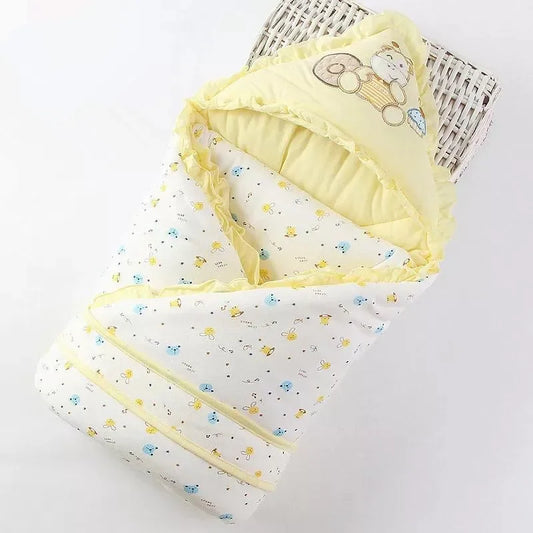 Couverture en coton pour nouveau-né, chaude et brodée, idéale pour l'hiver. Couverture d'emmaillotage pour bébé, motif dessin animé, couverture enveloppe pour bébé garçon ou fille. Couette de lit.