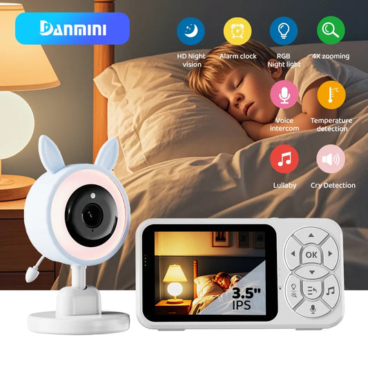 DANMINI 3.5" RGB Baby Monitor – Night Vision & Voice Intercom Camera
