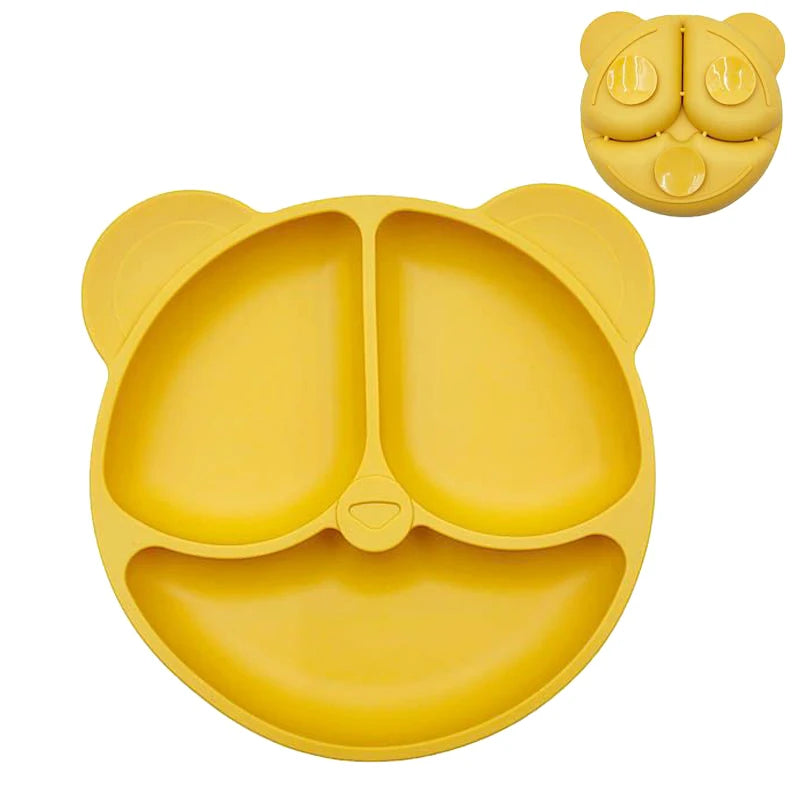 Assiette à ventouse en silicone pour bébé – Bol avec visage souriant