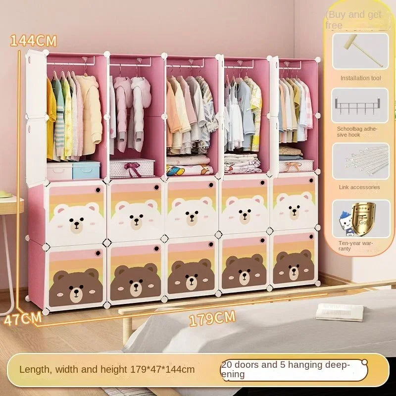 Armoire pliable pour enfants – Rangement en cubes entièrement fermé