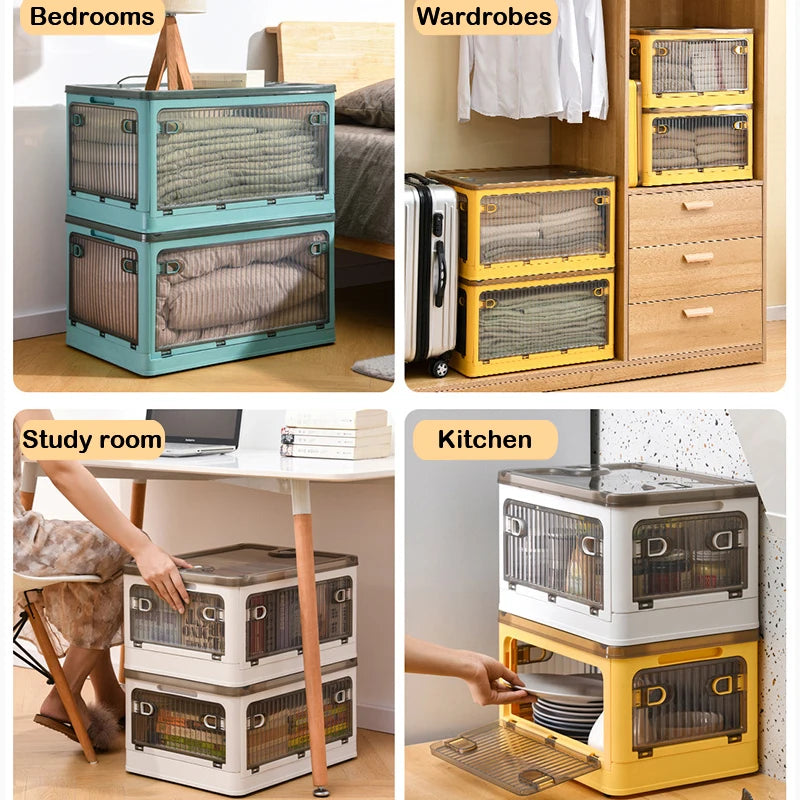 Boîte de rangement pliable BGRORIO – Modèle à roulettes et empilable