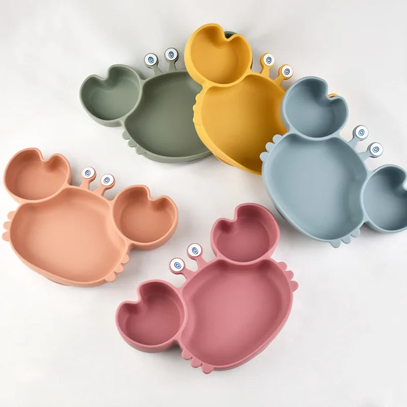 Toddler Suction Plate – BPA-Free Cartoon Crab Feeding Tray
