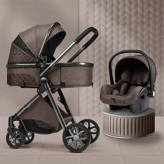 Luxury 3-in-1 High Landscape Baby Stroller – Sit & Lie Cradle