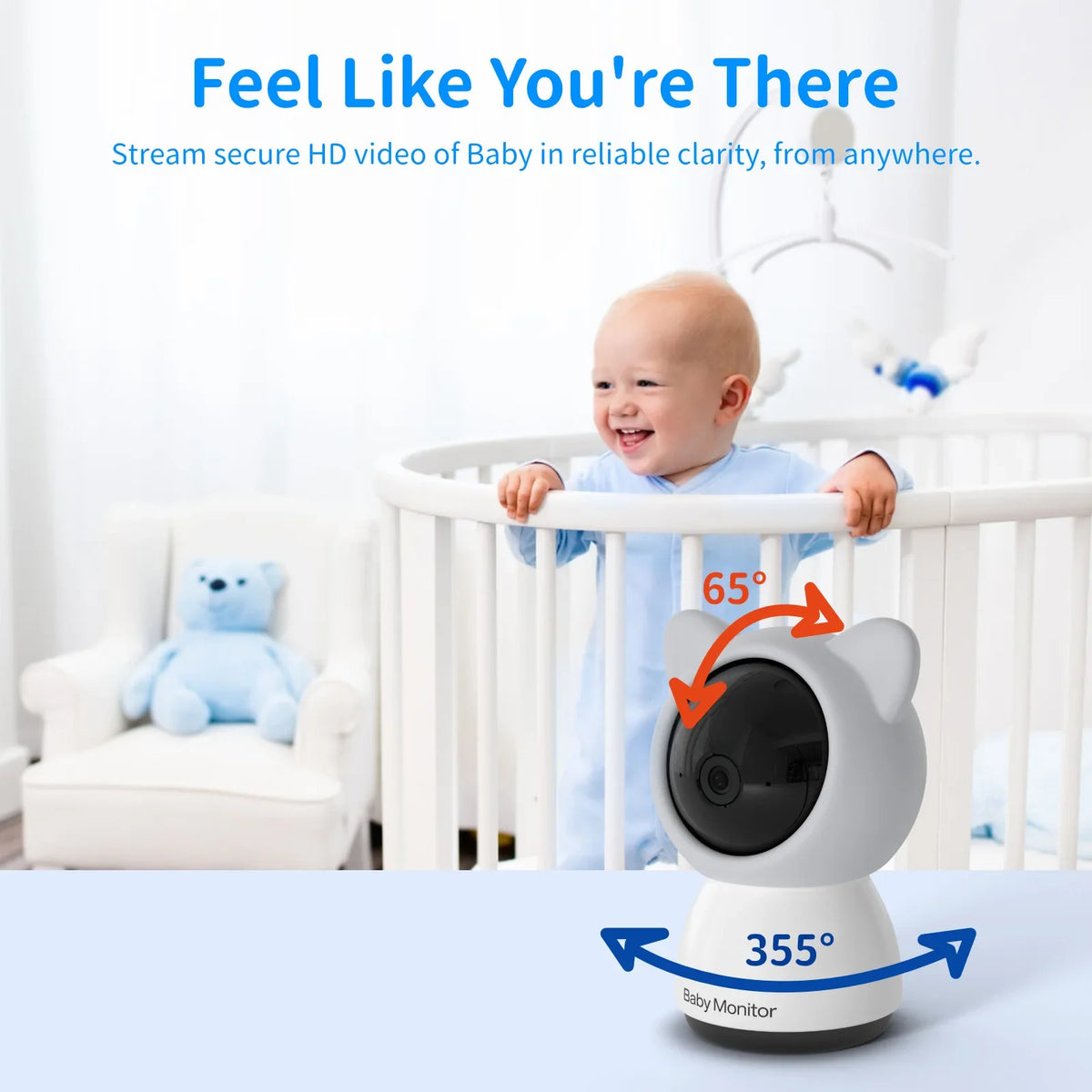 BABY5 Wireless Baby Monitor 720P HD PTZ Audio Video