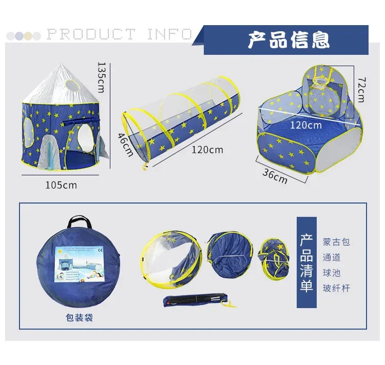 3-in-1 Baby Play Tent Set – Tunnel, Pool & Fun!