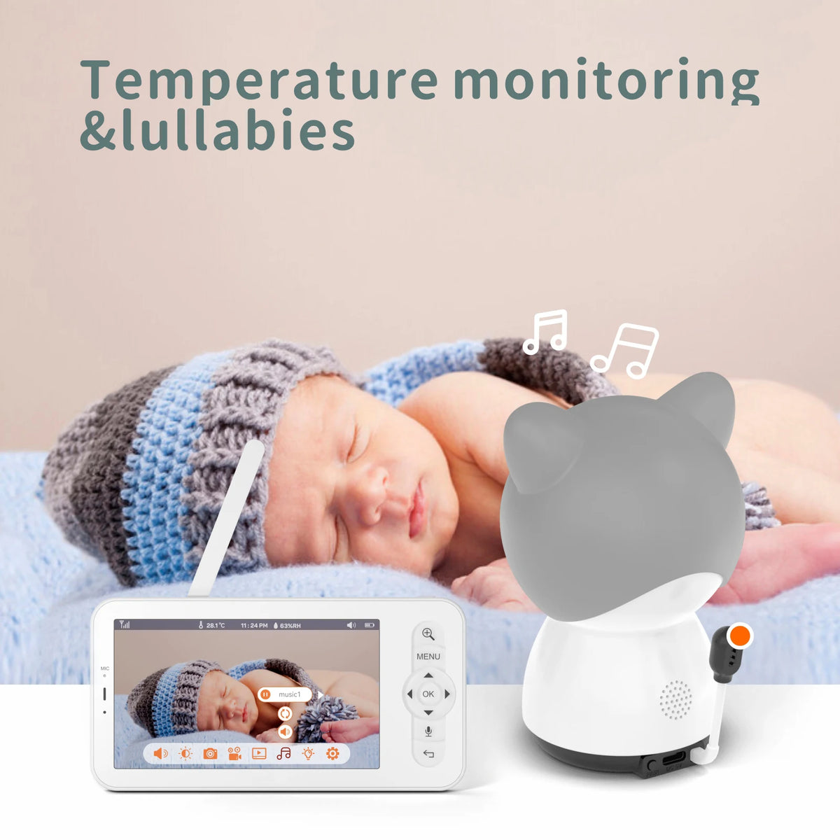 Babystar LCD Baby Monitor 5″ Split Screen Dual Camera