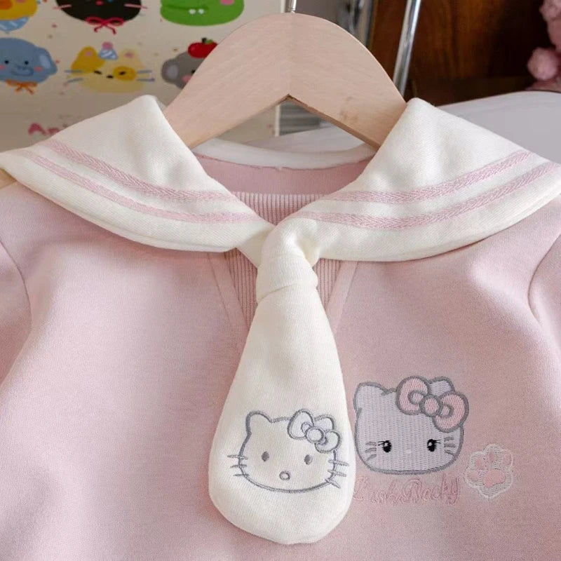 Robe Hello Kitty bleu marine – Adorable tenue d'automne pour bébé