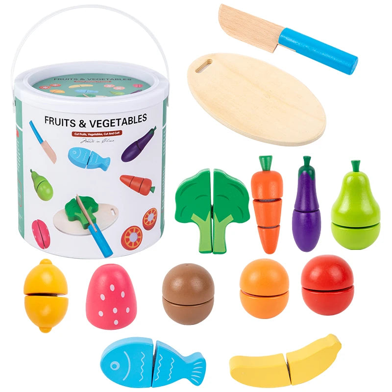 Ensemble de fruits et légumes à découper Montessori