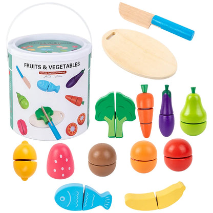 Ensemble de fruits et légumes à découper Montessori