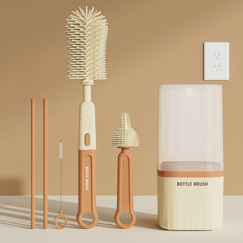 Portable Silicone Baby Bottle Brushes | Detachable Set with Storage Box