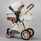 Poussette bébé 3 en 1 de luxe à grand débattement – ​​Position assise et allongée