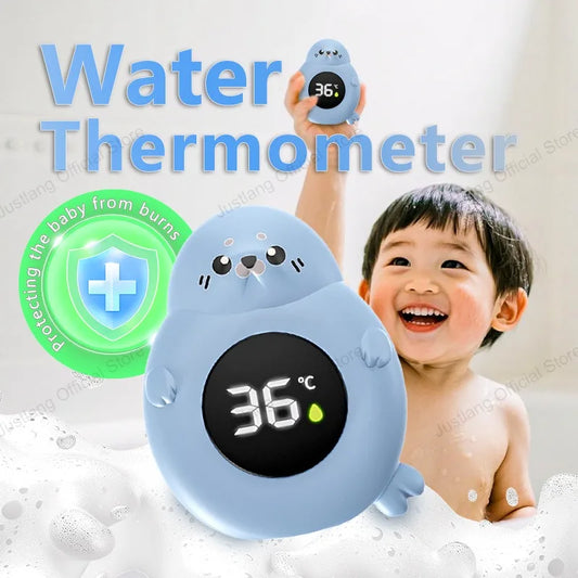 Toddler Bath Water Toy – Blue Seal Floating Thermometer & Sensor