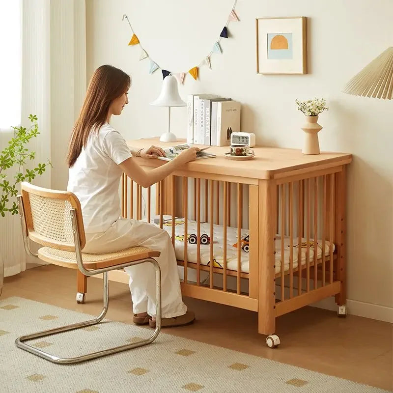 Convertible Baby Bassinet – Guardrail & Rolling Design