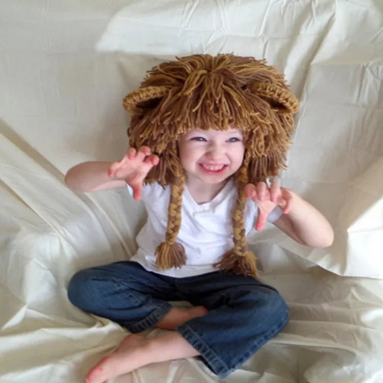 Perruque bébé lion, bonnet tricoté