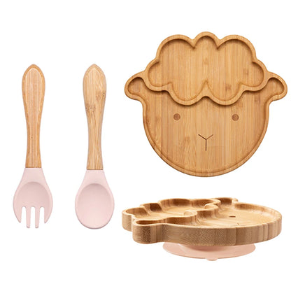 Baby Dinnerware – 3PCS Bamboo Plate & Suction Tableware