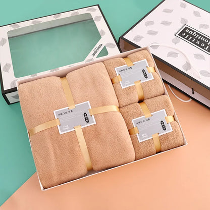 Coral Fleece 3-Piece Bath Towel Gift Set – Souvenir & Event Box