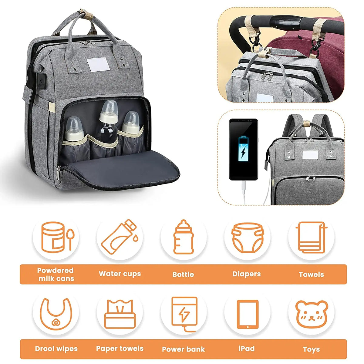 Sac à main tendance pour maman avec lit bébé pliable