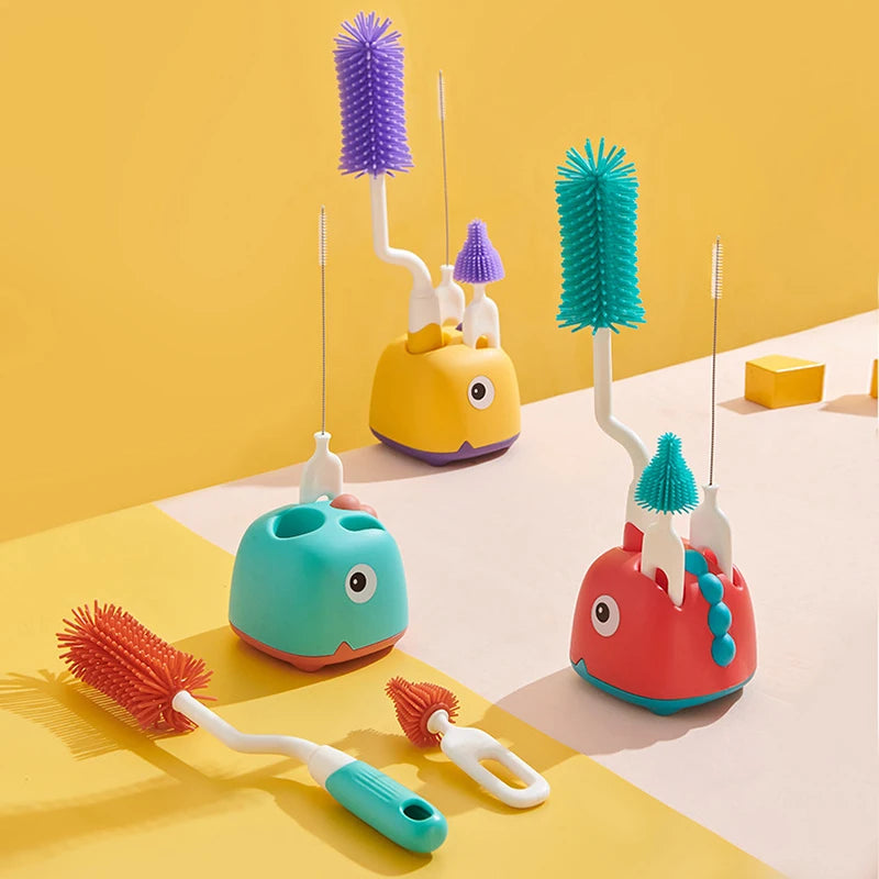 All-in-One Baby Bottle Brush Kit | 360° Rotating Silicone Cleaner Set