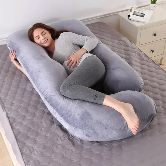 3kg J-Shaped Pregnancy & Nursing Body Pillow – Washable Cover, PP Cotton Filled