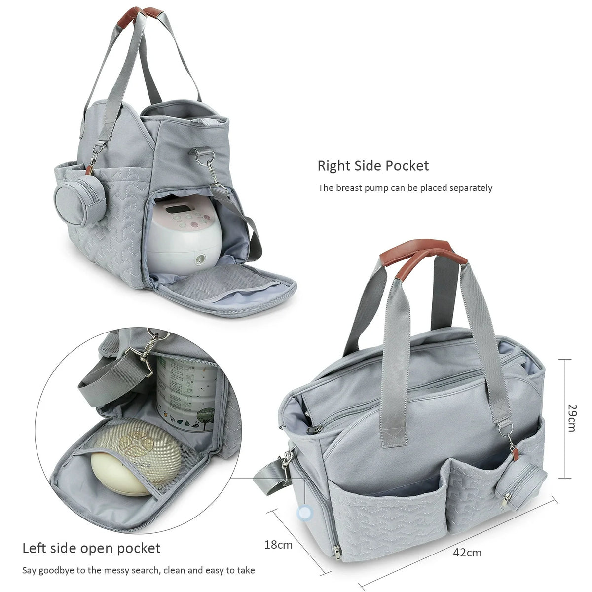 Large Capacity Breast Pump & Diaper Tote – With Pacifier Case