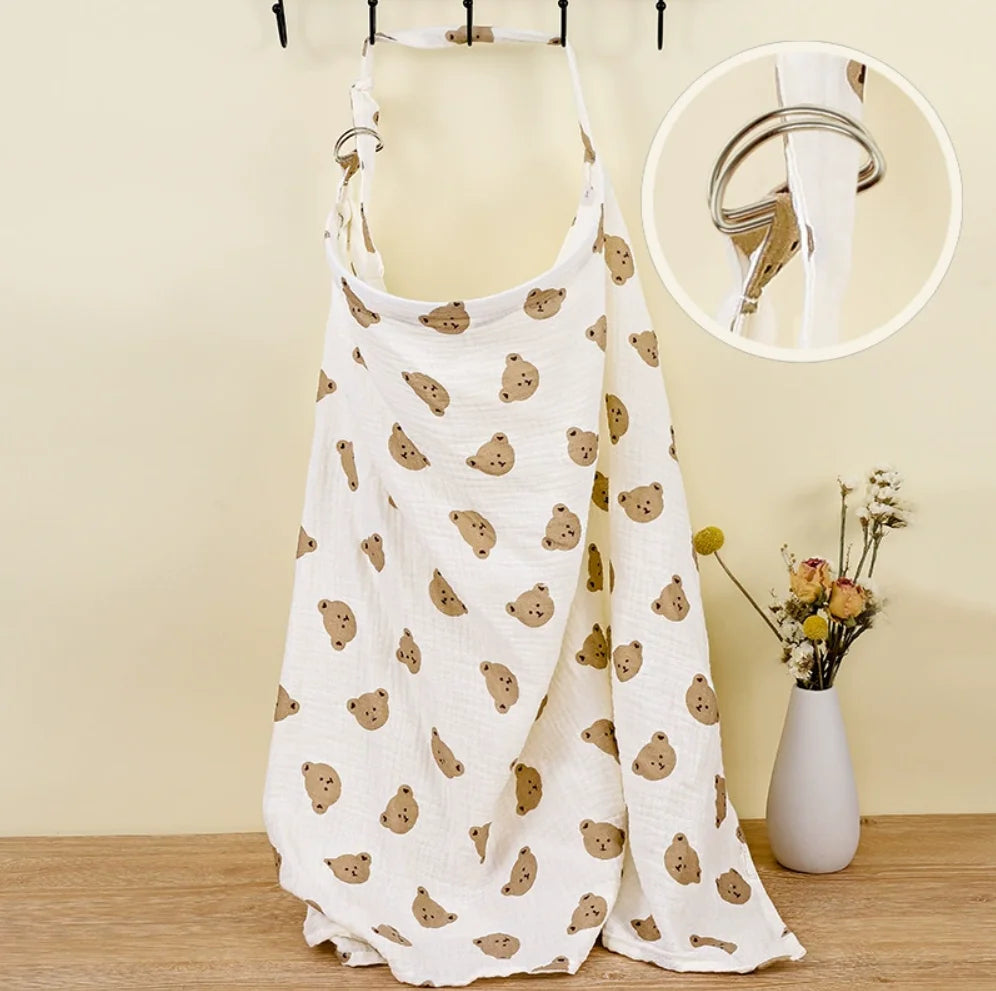Breathable Muslin Nursing Apron – Cotton Baby Feeding Cover
