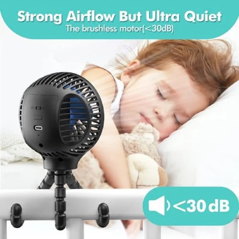 Portable Rechargeable Baby Stroller USB Fan – Clip-On Mini Fan