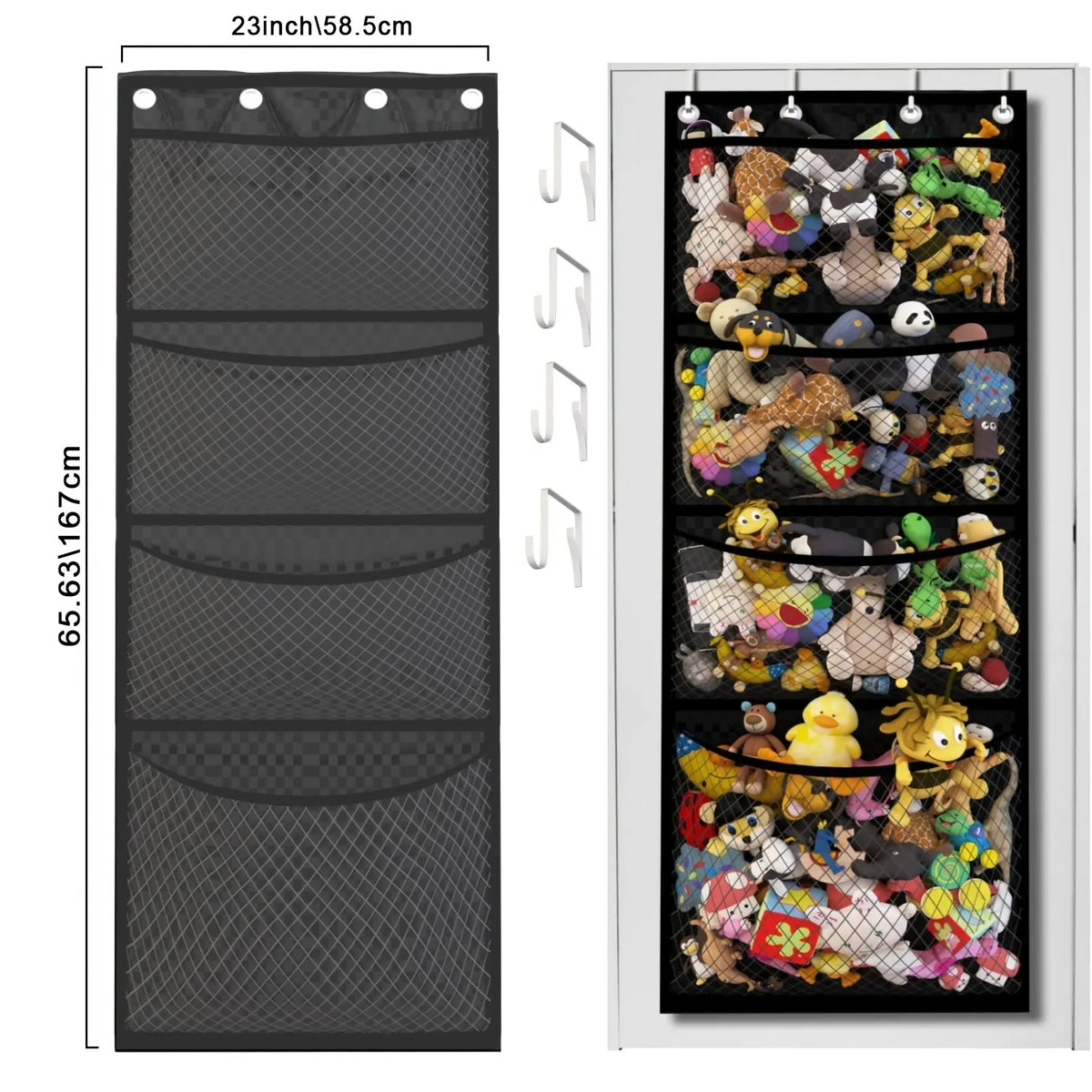 Black Hanging Toy Organizer – Over-Door Storage for Stuffed Animals