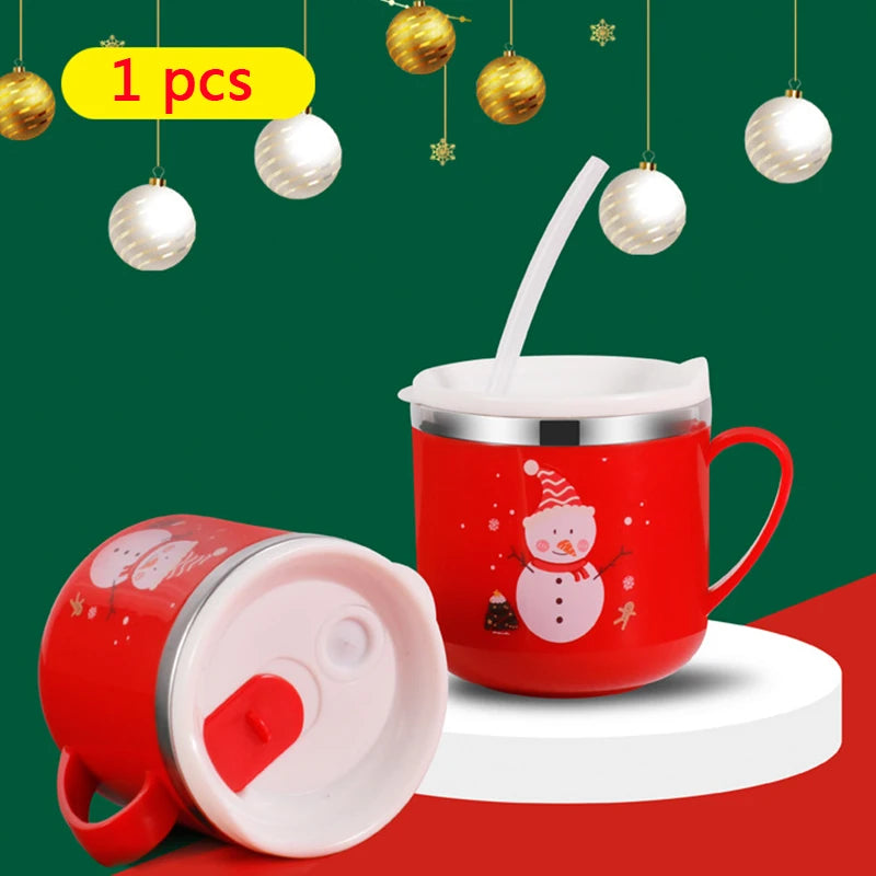 Gobelet enfant à motif dessin animé – Gobelet à paille en acier inoxydable de 250 ml